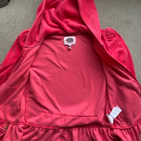 Y2K Barbiecore Juicy Couture Velour Hoodie with Ruffle Back Girls L - Picture 3 of 5